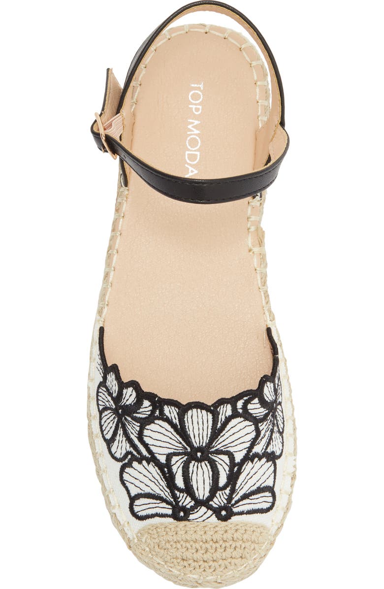 TOP MODA Chaya Floral Embroidered Flat, Alternate, color, Black Pu