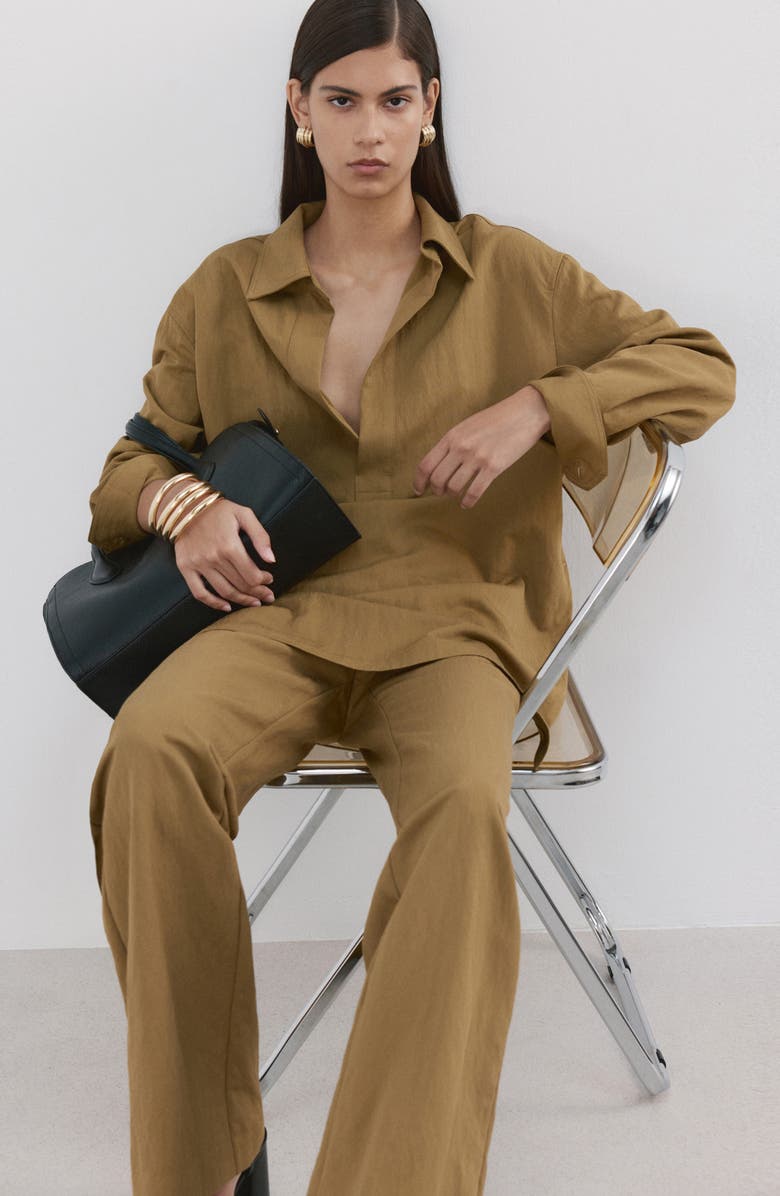 MANGO Flat Front Straight Leg Pants, Alternate, color, Khaki