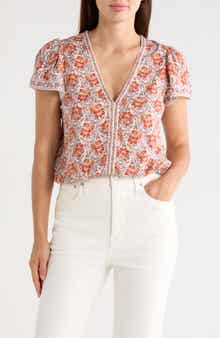 Floral Flutter Sleeve Bubble Hem Top