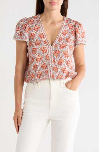 Floral Flutter Sleeve Bubble Hem Top