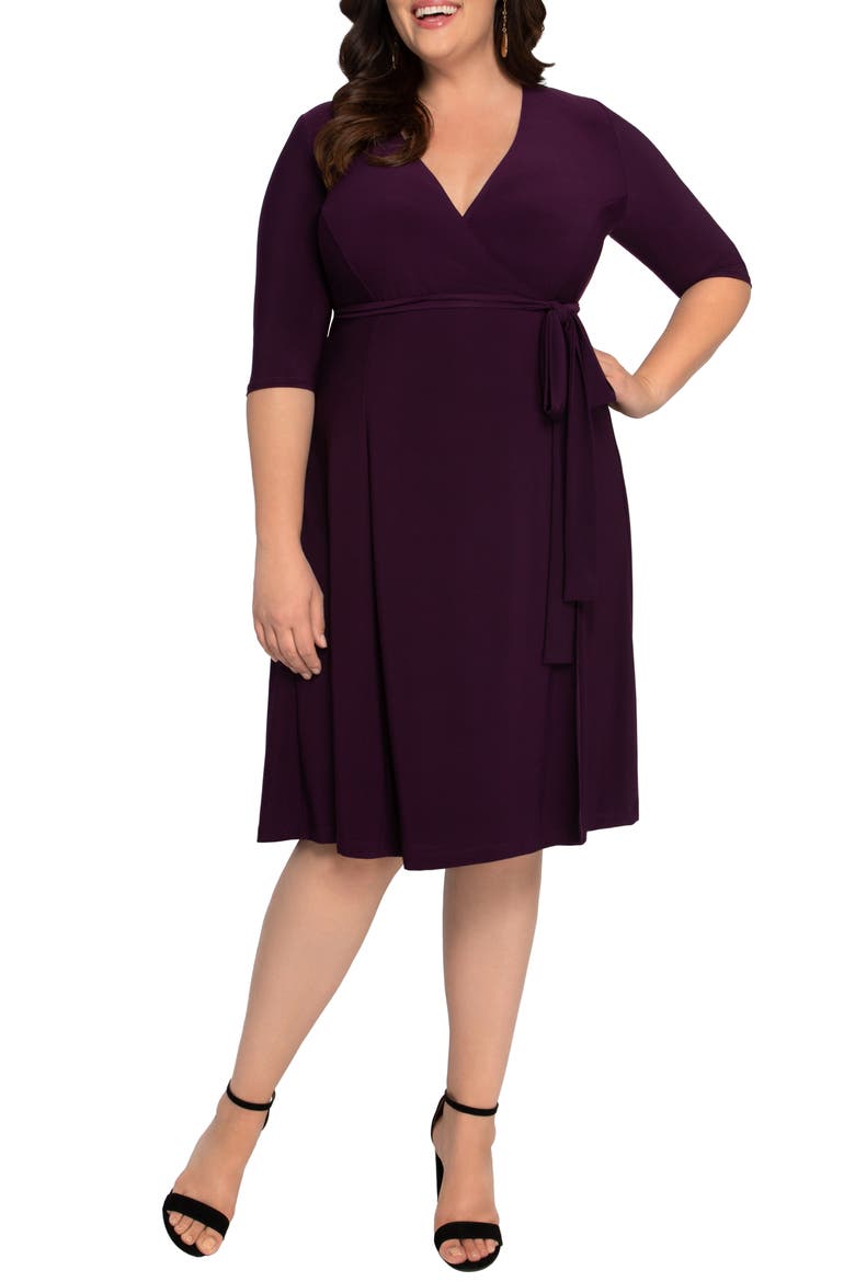 Essential Wrap Dress, Alternate, color, PLUM PASSION