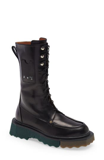 Off-white Sponge Sole Pocket Combat Boot In Black