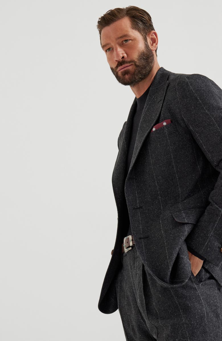 Brunello Cucinelli Chalk stripe blazer, Alternate, color, Anthracite