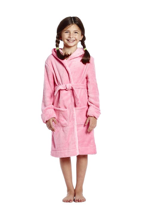 Kids Fleece Hooded Robe, Solid Colors