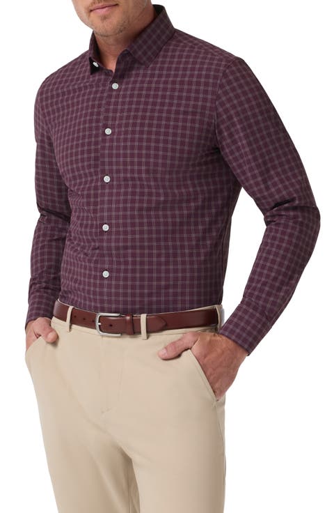 Leeward Trim Fit Plaid Performance Button-Up Shirt