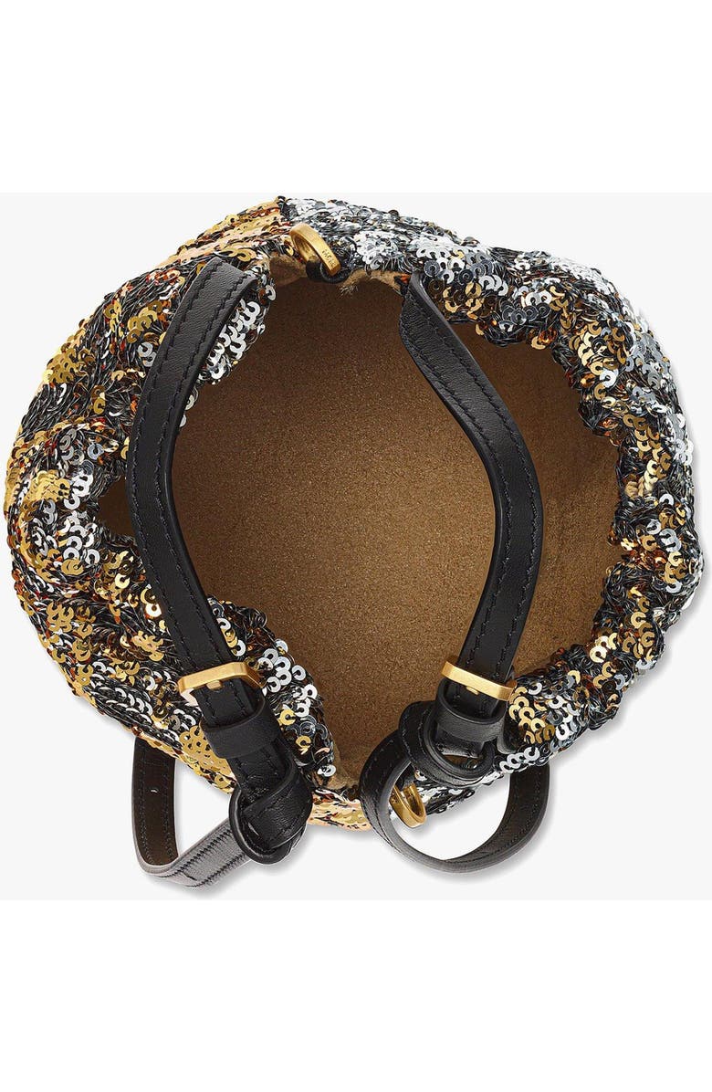 MCM Himmel Sequin Drawstring Bag, Alternate, color, Gold