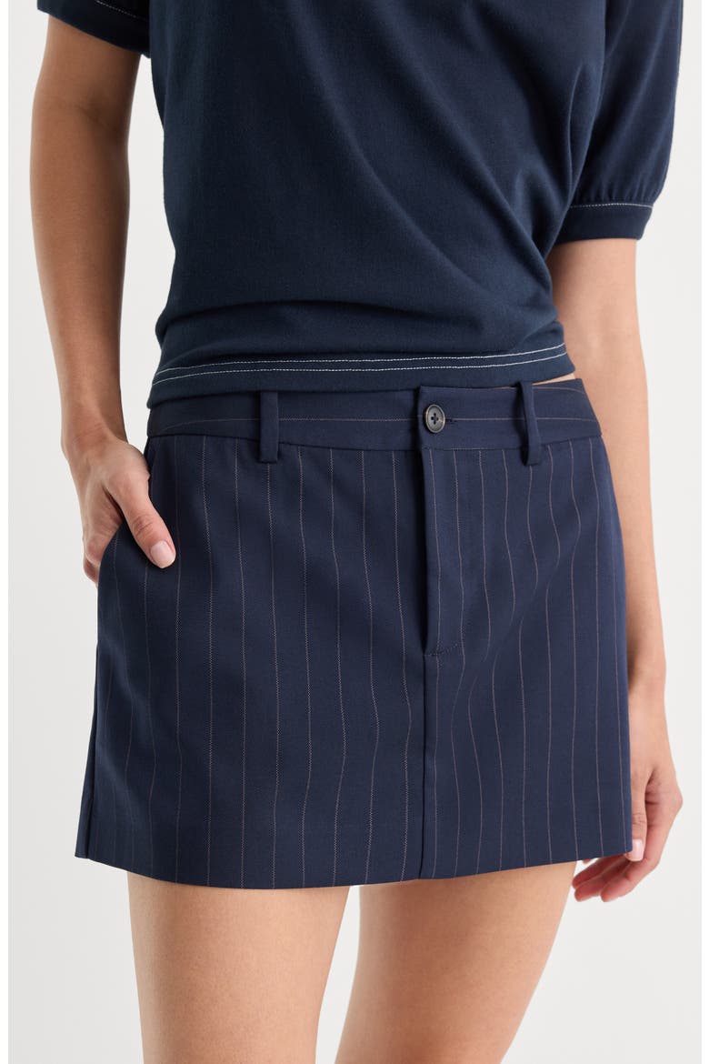 The Trouser Pinstripe Miniskirt, Alternate, color, NAVY PINSTRIPE