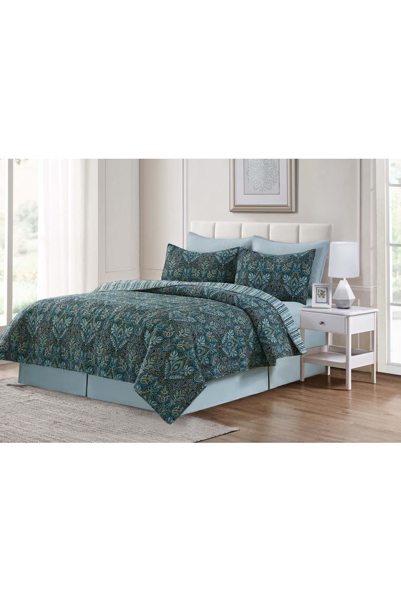 Bailey Blue Quilt Bedding Collection, Alternate, color, Green