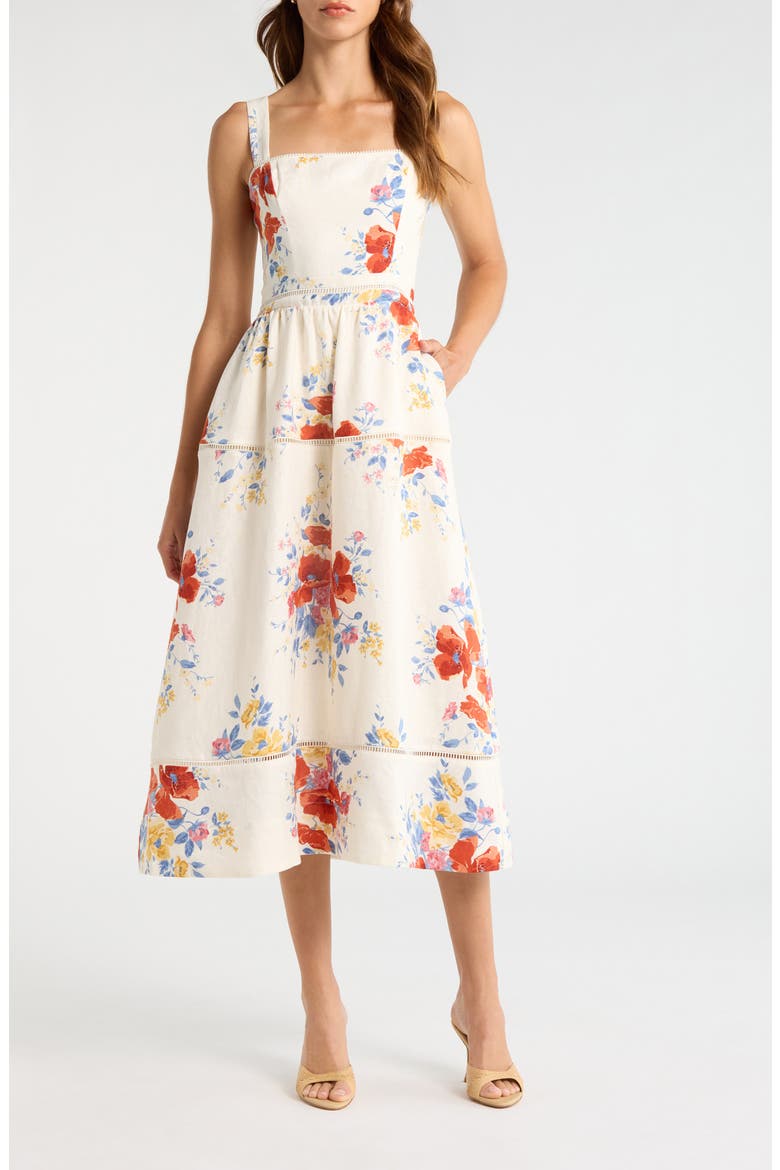 reformation everett mini dress Reformation Everett Tiered Linen Mini Sundress In Cornflower - 50% Off
