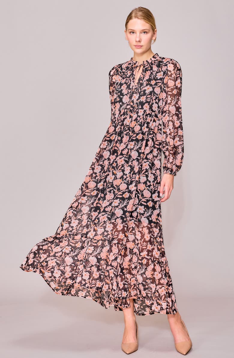 MELLODAY Long Sleeve Front Tie Maxi Dress, Alternate, color,