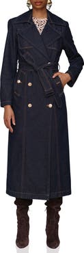 Avec Les Filles Belted Utility Denim Trench Coat