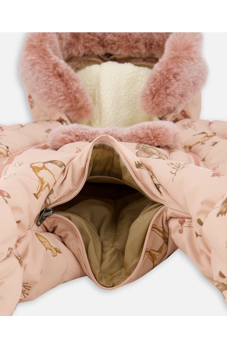 Deux par Deux Baby Girl One-Piece Layette Snowsuit Designed for Car Seat Animal, Alternate, color, Pink