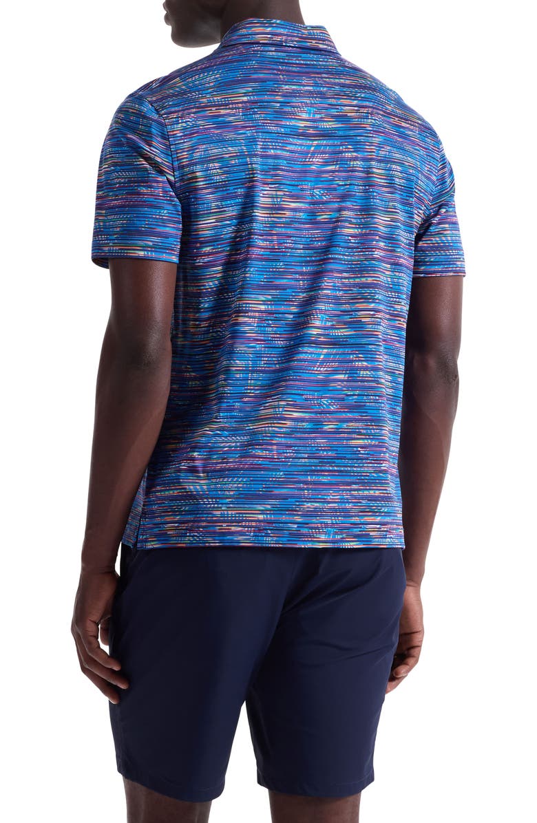 Bugatchi Hendrix Digital Linear Leaf Print Pima Cotton Polo, Alternate, color, Classic Blue