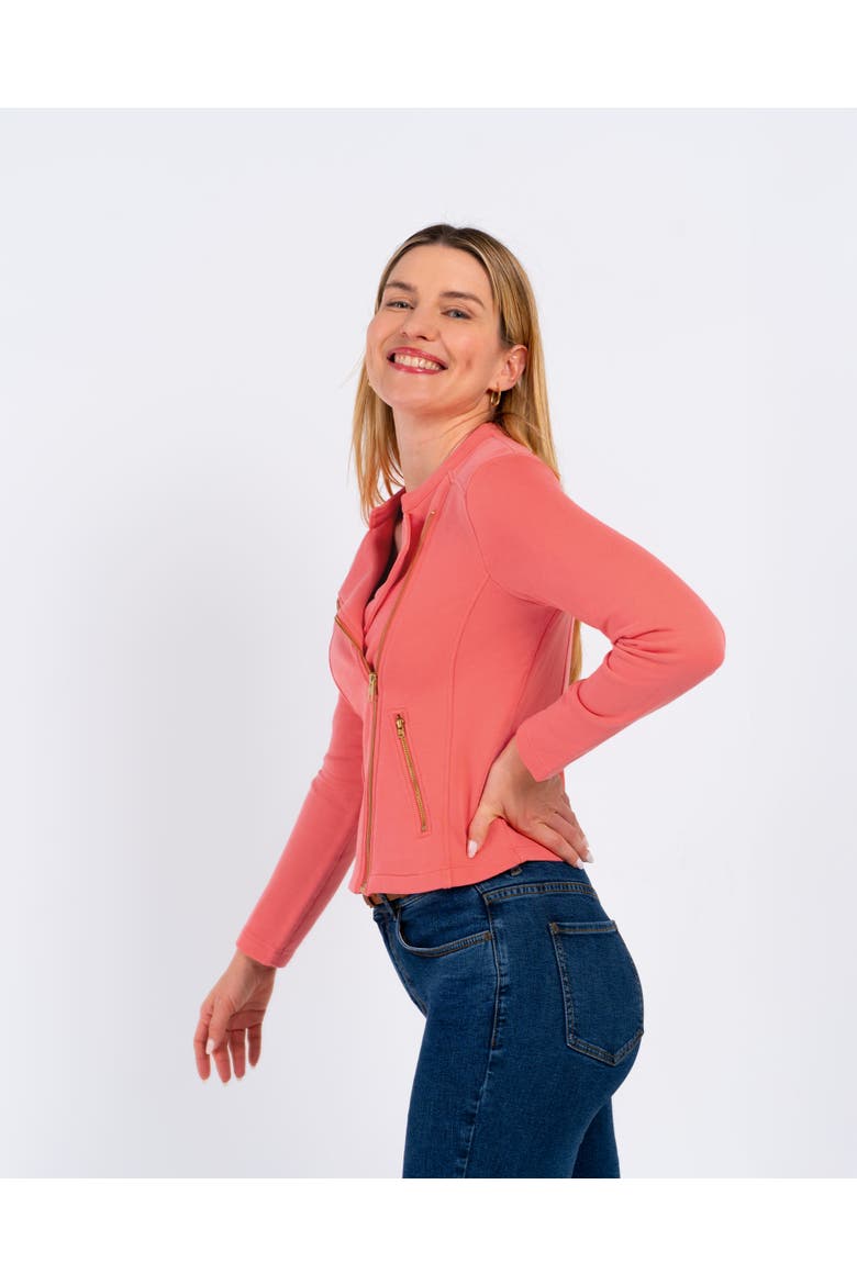 Sculpted Biker Jacket, Alternate, color, Pink Coral