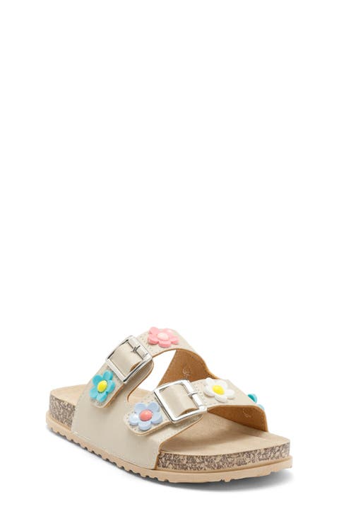 Kids' Flower Accent Double Strap Sandal (Toddler & Little Kid)