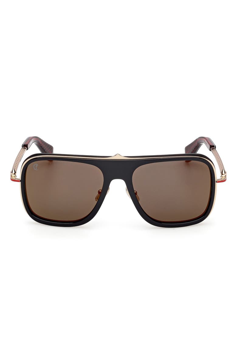 Christian Louboutin 58mm Navigator Sunglasses, Main, color, Black / Gold Red Enamel