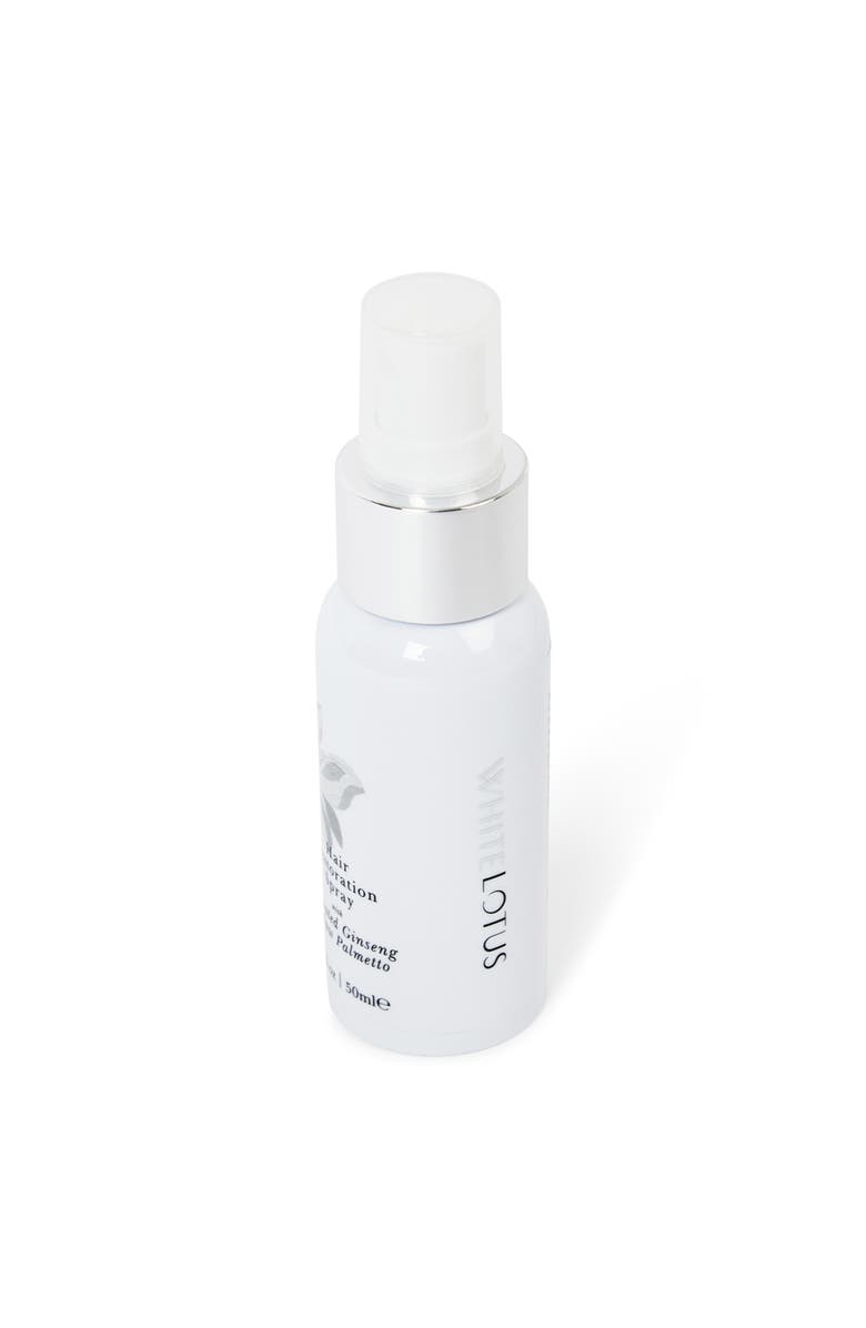 White Lotus Beauty Natural Hair Restoration Spray with Activated Ginseng & Saw Palmetto, Alternate, color, White