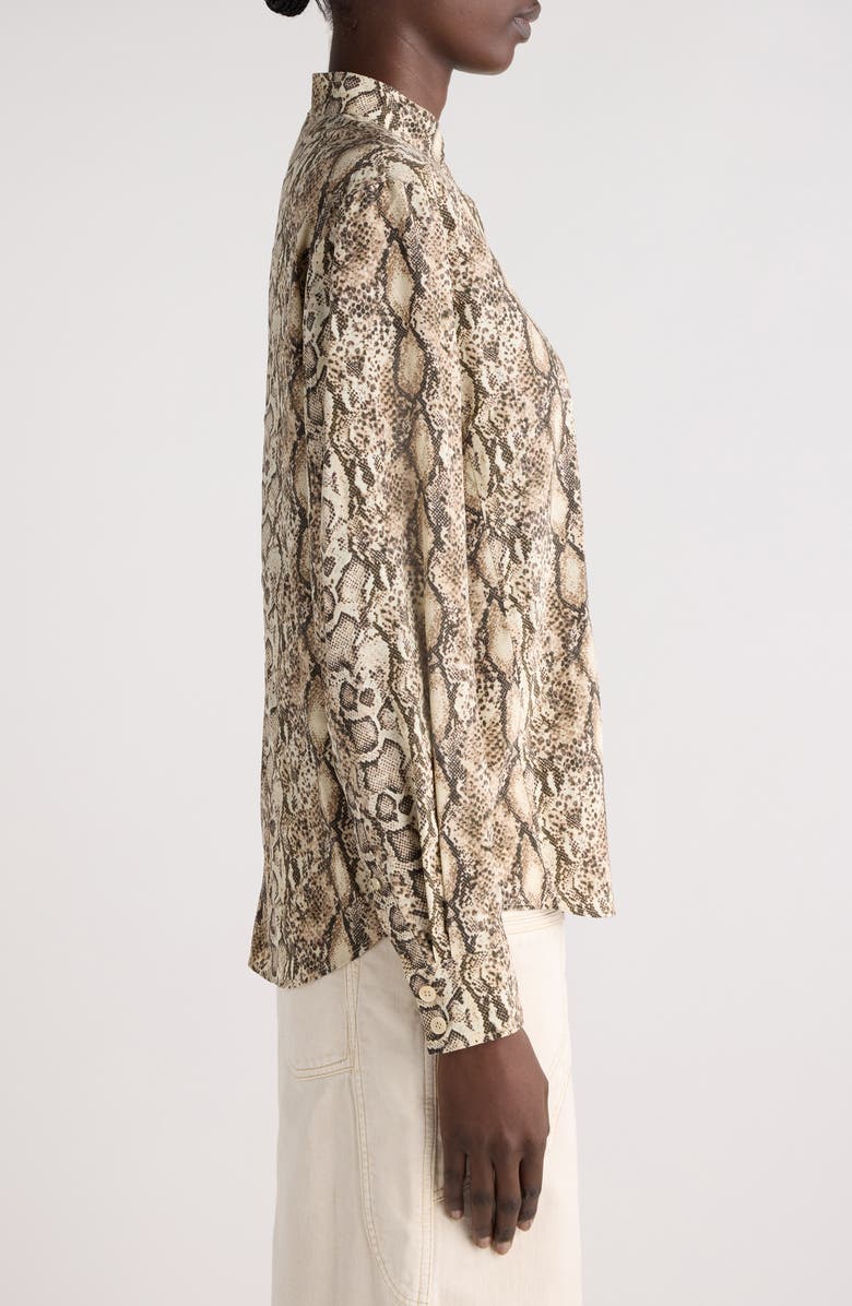 Isabel Marant Ilda Snakeskin Print Stretch Silk Button-Up Shirt Shirt, Alternate, color, 