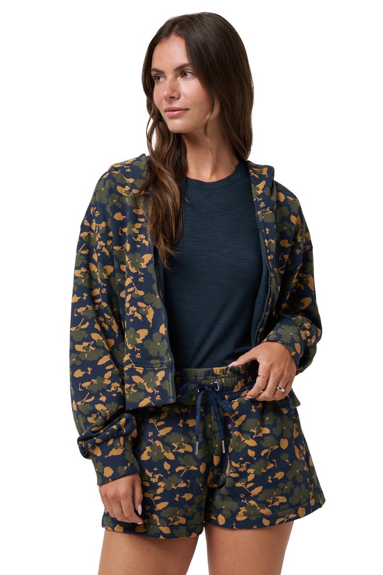 Cloud Fleece Floral Zip-Up Hoodie, Alternate, color, NAVY BLAZER FLORAL MULTI