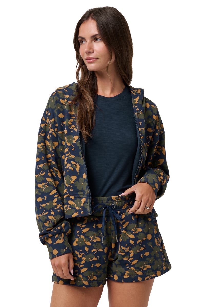 TravisMathew Cloud Fleece Floral Zip-Up Hoodie, Alternate, color, Navy Blazer Floral Multi