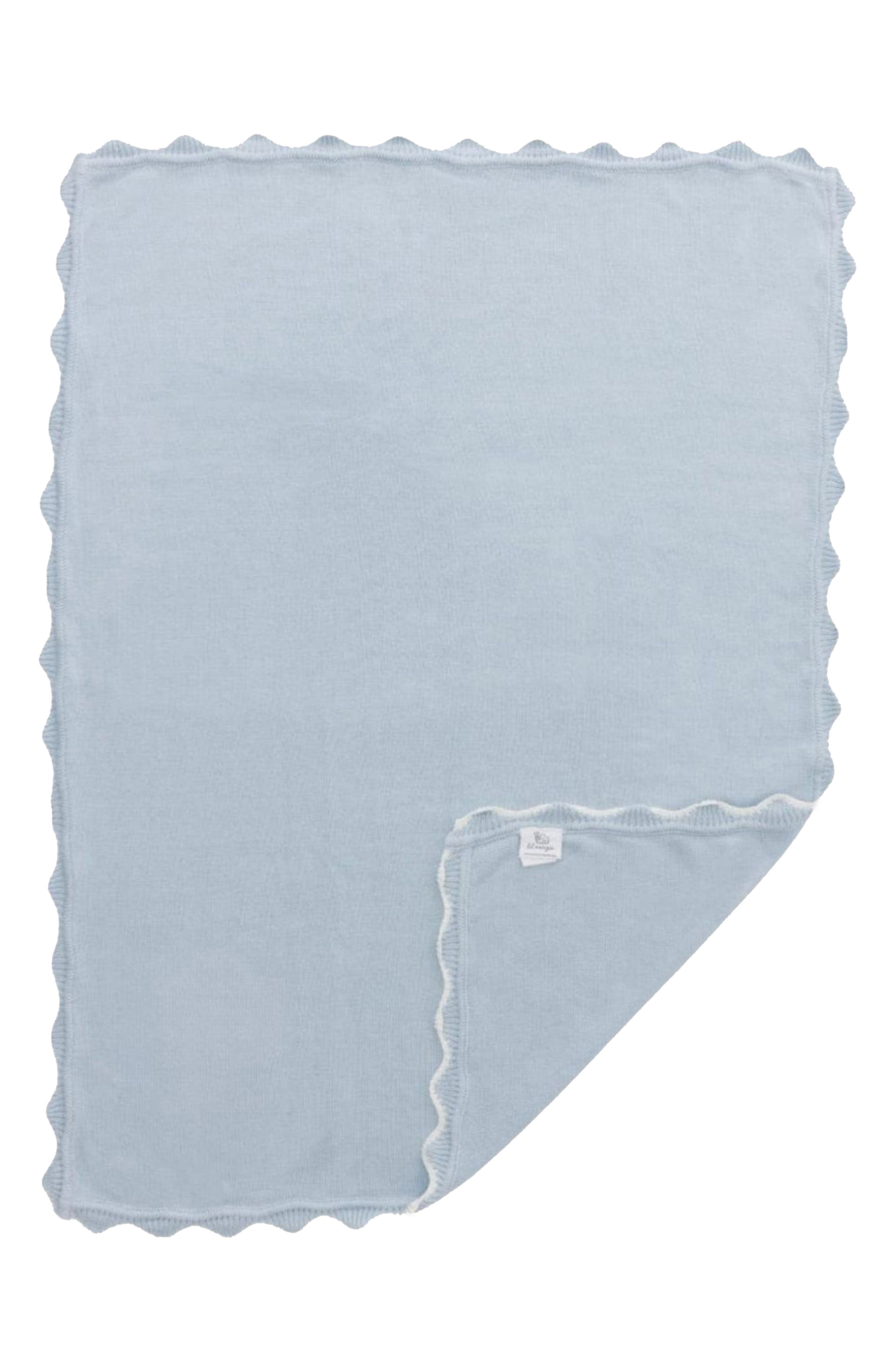 WEEZIE Scallop Trim Baby Blanket in Light Blue 