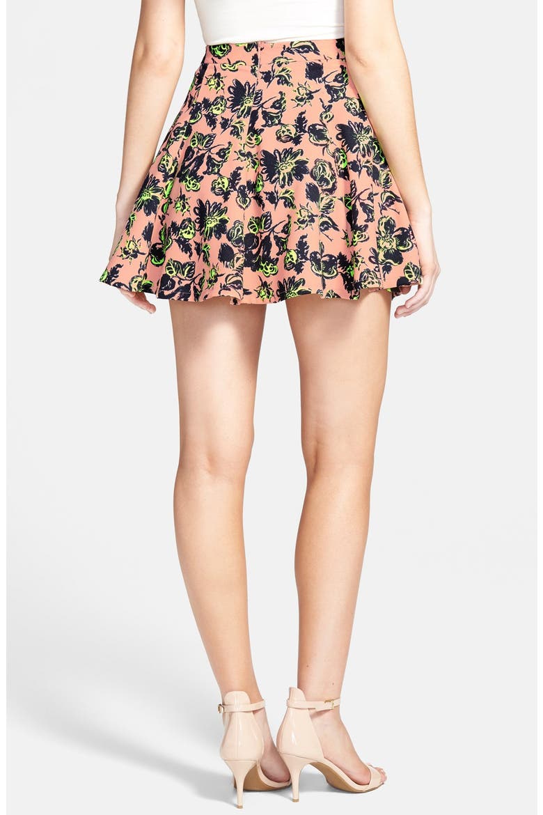 Print Skater Skirt, Alternate, color, PINK/ LIME