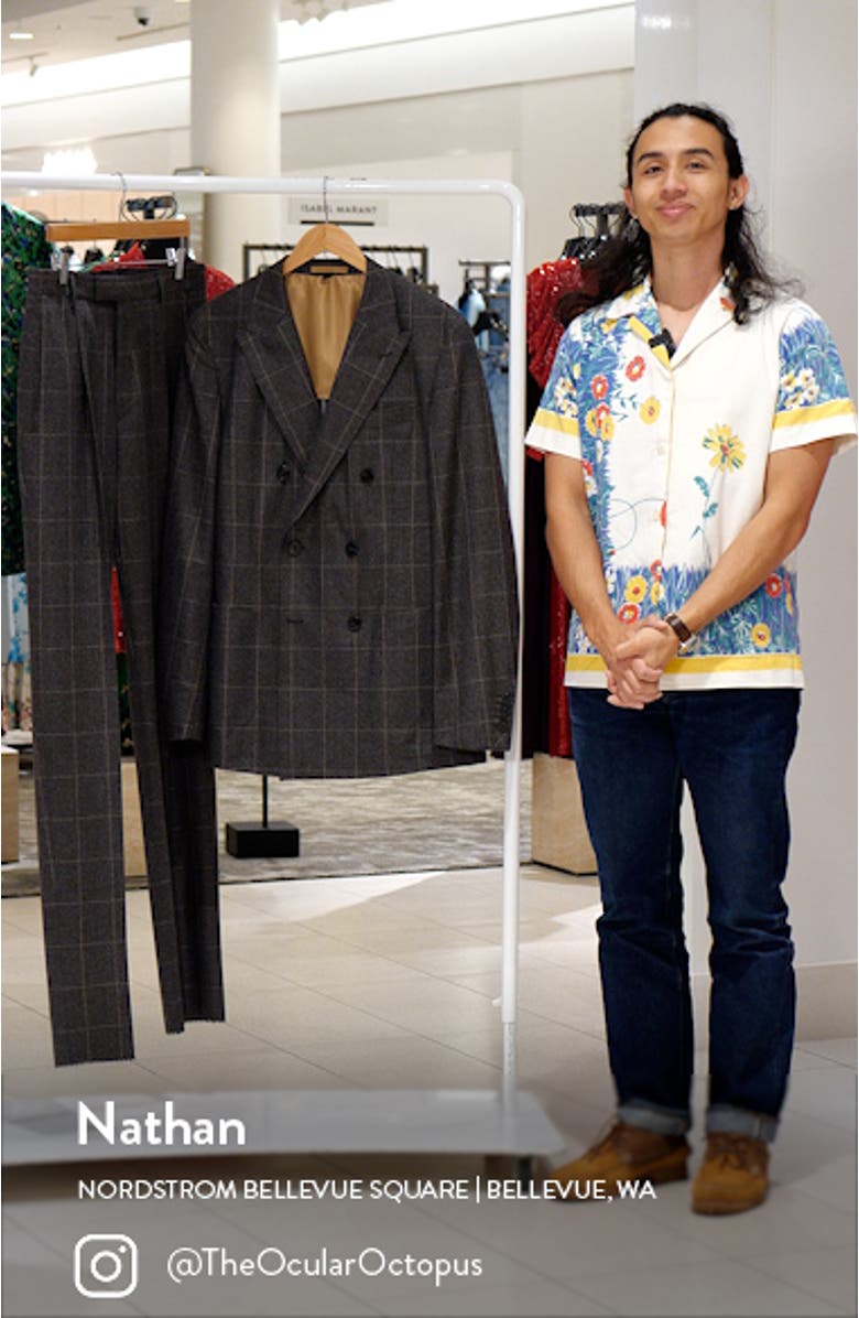 Heston Windowpane Double Breasted Wool Suit, sales video thumbnail