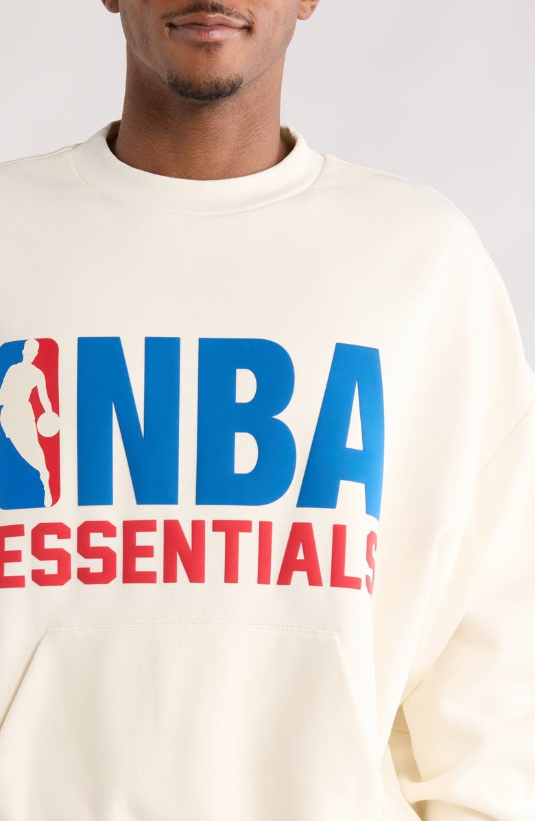 Fear of God Essentials x NBA Sport Fit Crewneck Sweatshirt, Alternate, color, Cream White
