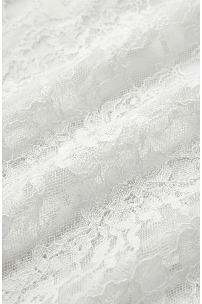 Oversized Bow Tie Neck Ruffle Sheer Lace Blouse, Alternate, color, White
