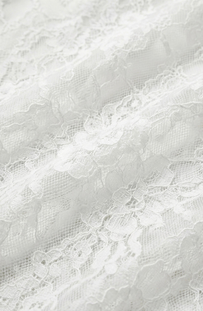 Modenaire Oversized Bow Tie Neck Ruffle Sheer Lace Blouse, Alternate, color, White