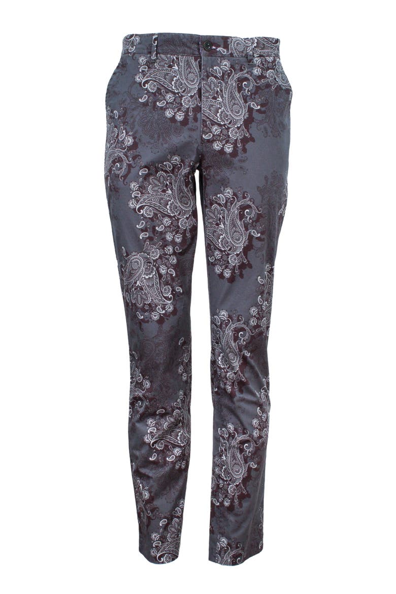 Charles Flat Front Chino Printed Pant, Main, color, Random Paisley Smoke
