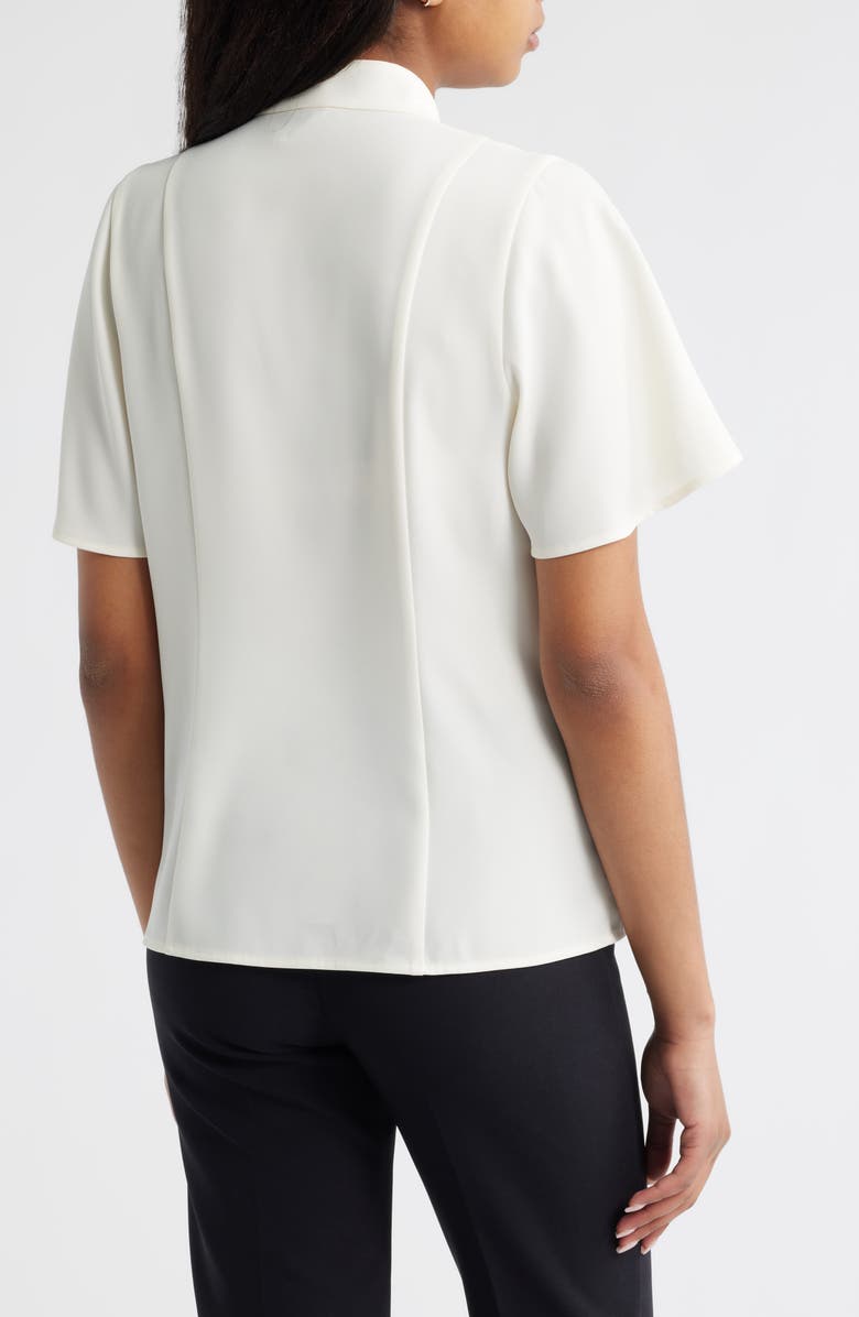 Anne Klein High Neck Short Sleeve Button-Up Shirt, Alternate, color, 