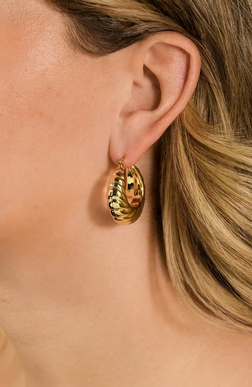 Sterling Forever Caroline Textured Hoop Earrings In Gold