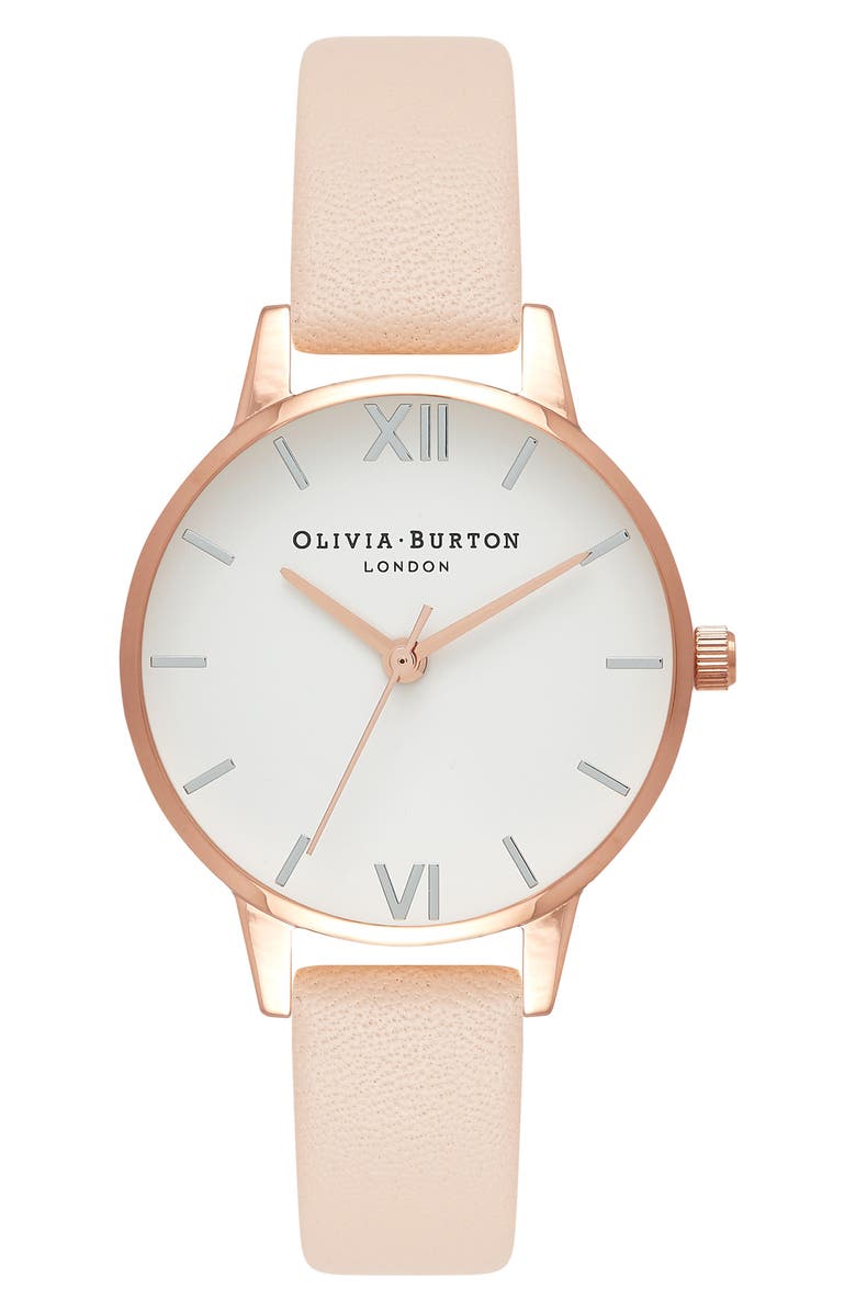Olivia Burton Leather Strap Watch, 38mm, Main, color, 