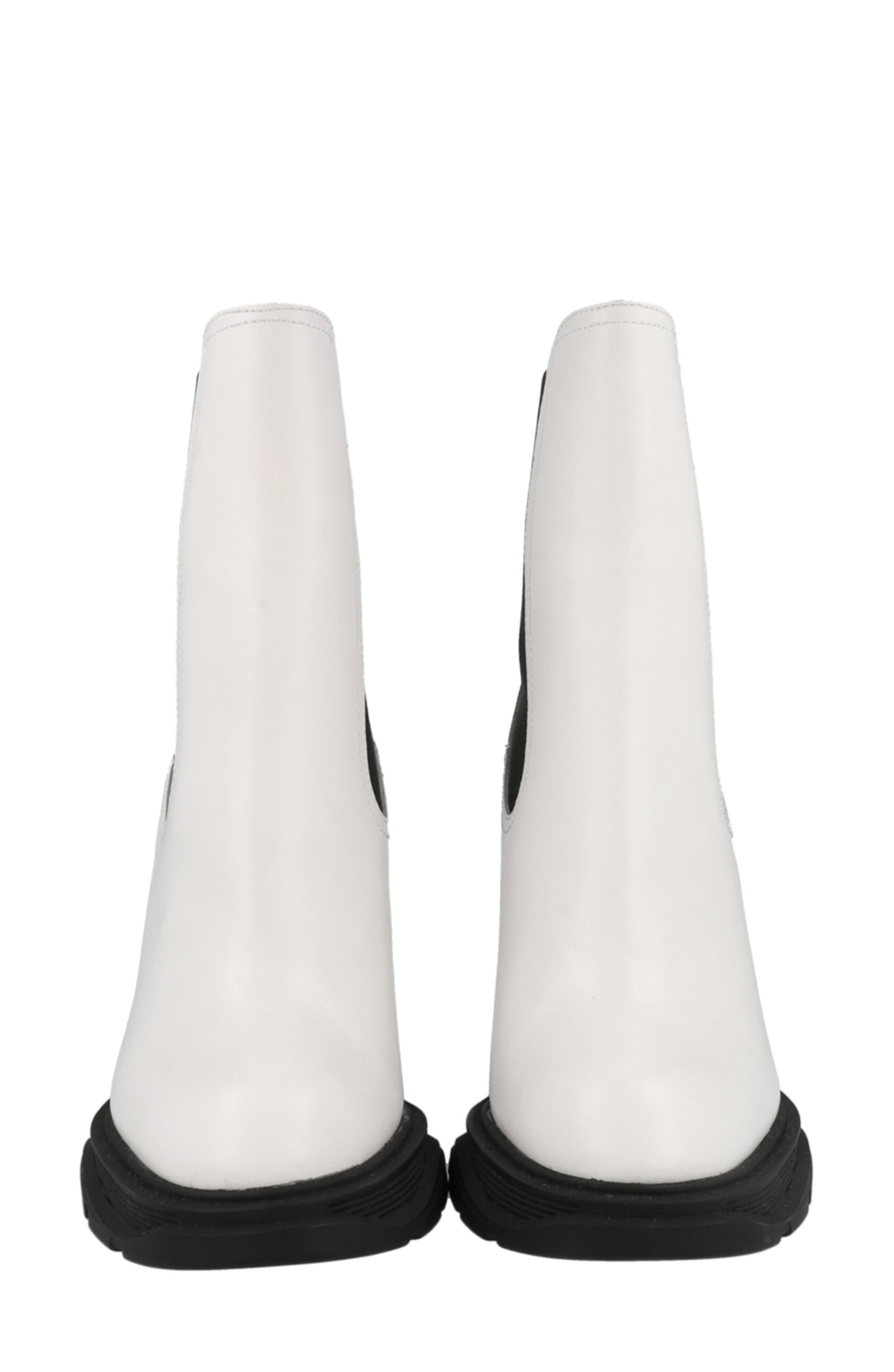 McQueen Heeled Chelsea Boot, Alternate, color, Ivory Black