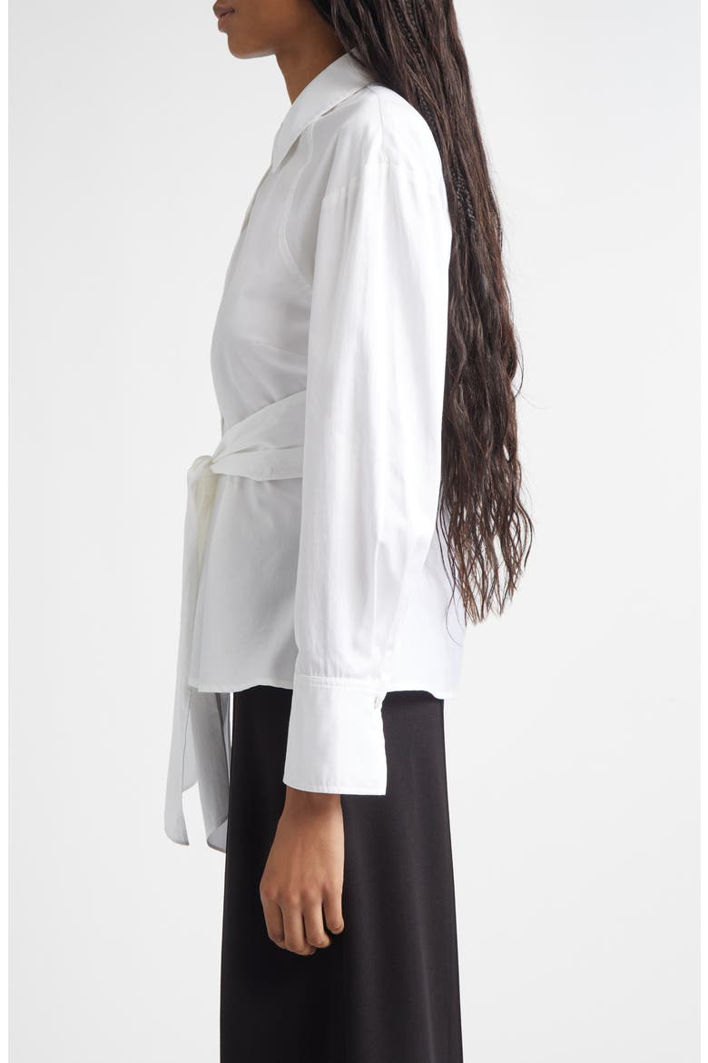 Carmine Crossover Back Detail Cotton Button-Up Shirt, Alternate, color, WHITE