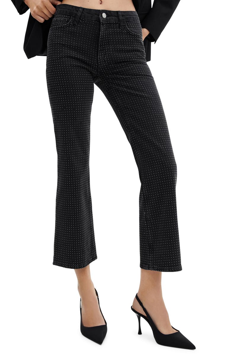 MANGO Strass Rhinestone Ankle Straight Leg Jeans, Main, color, 