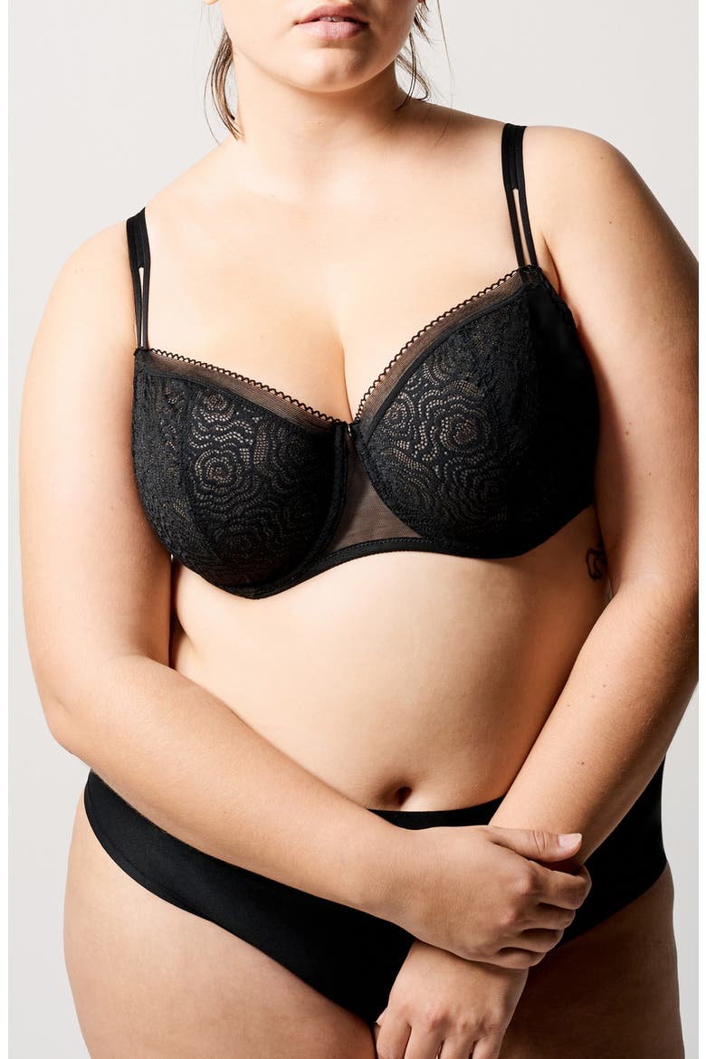 C Jolie Underwire Demi Bra, Alternate, color, BLACK