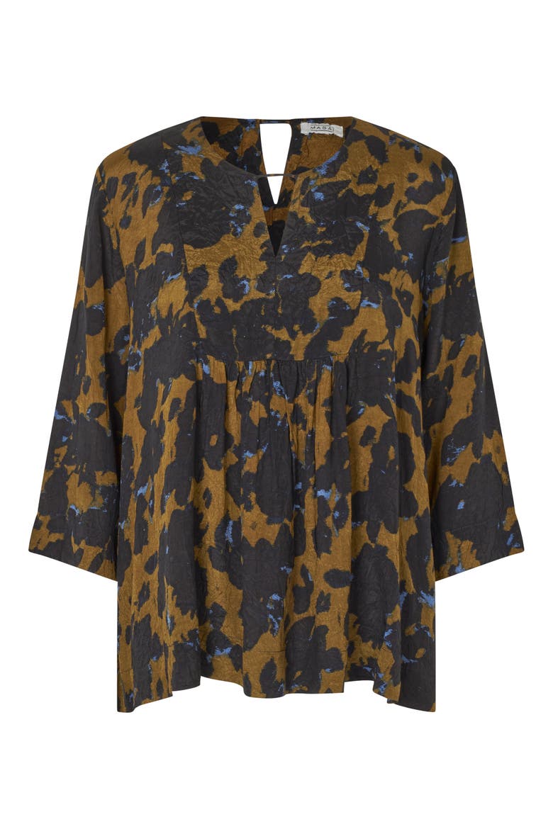 MaDurion 3/4 Sleeve Draped Blouse, Alternate, color, Breen