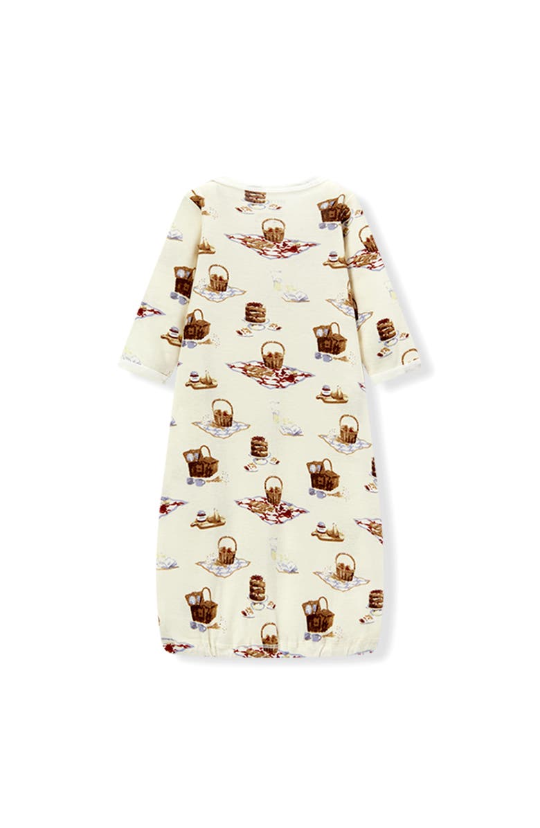 Milkbarn Organic Cotton Newborn Gown and Hat Set, Alternate, color, Picnic