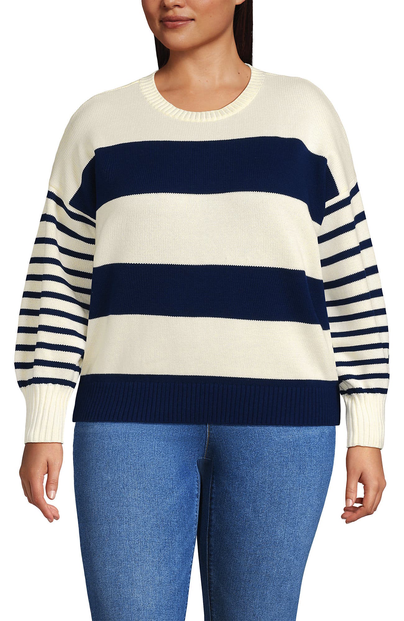 selected Navy/Fresh Ivory Wide Stripe