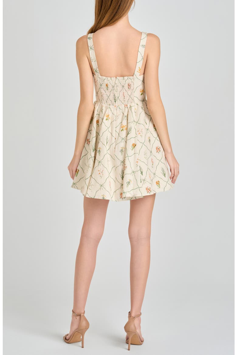 Amelia Floral Print Linen Blend Sundress, Alternate, color, IVORY BOTANICAL
