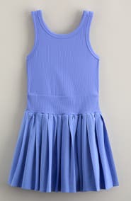 Zella Girl Kids' Deuce Ribbed Bodice Pleated Skirt Dress
