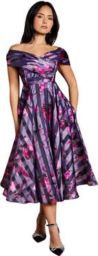 Coast Petite Stripe Organza Midi Dress