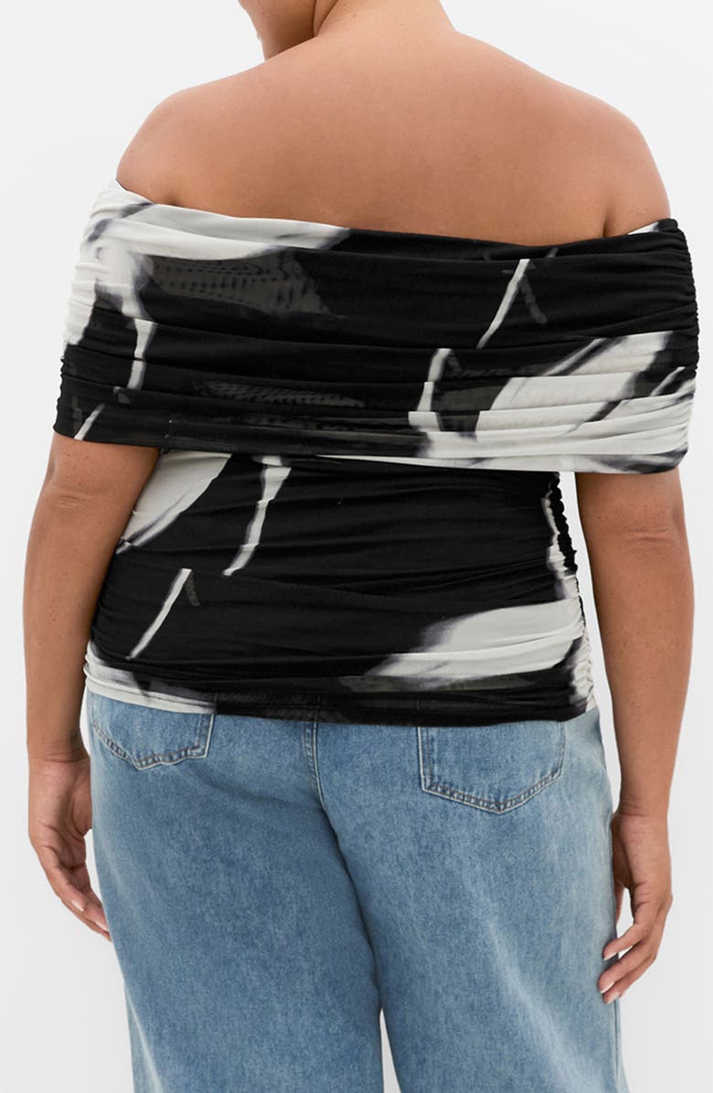 City Chic Dana Floral Off the Shoulder Mesh Top, Alternate, color, 