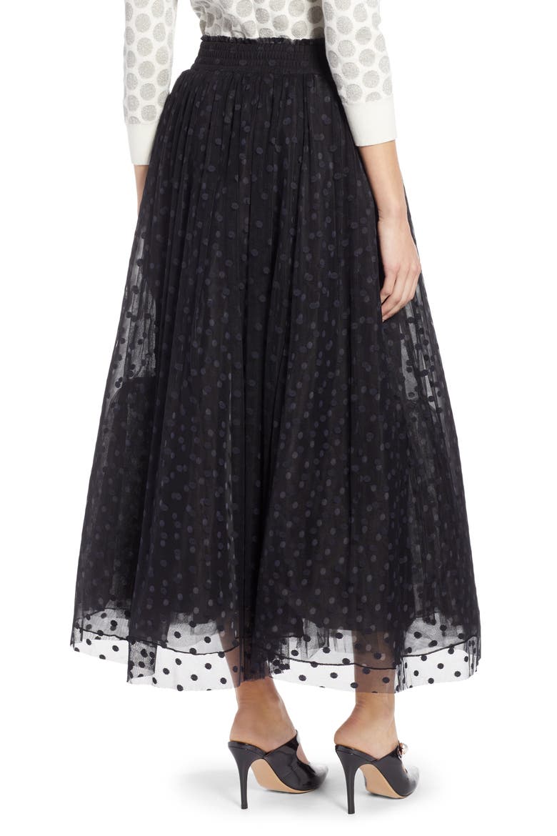 x Atlantic-Pacific Polka Dot Tulle Maxi Skirt, Alternate, color, BLACK