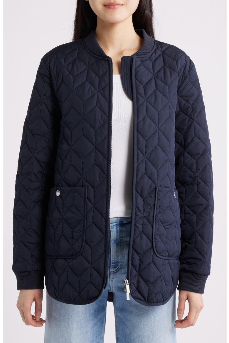 Art Quilted Coat, Alternate, color, DARK INDIGO