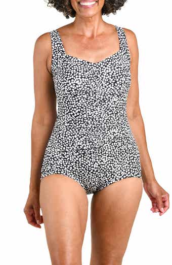 Polka Dot Shirred One-Piece Swimsuit