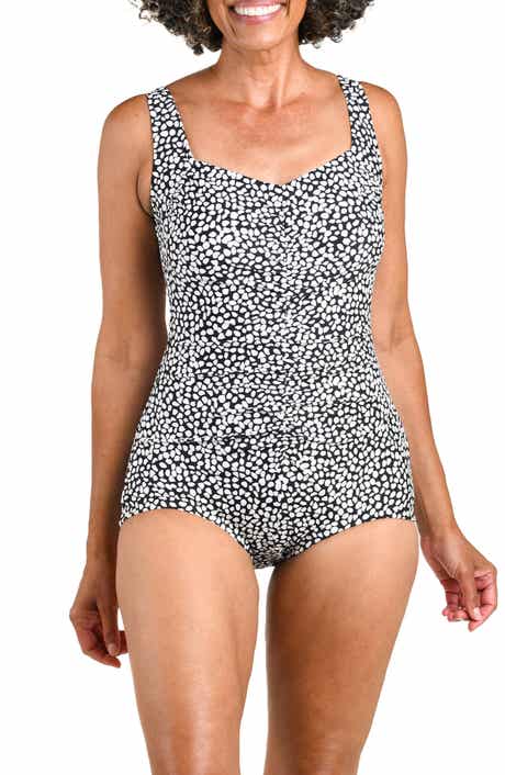 Polka Dot Shirred One-Piece Swimsuit