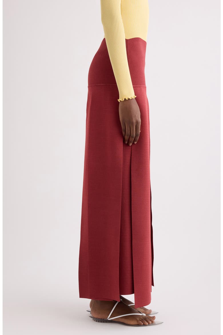 Pleated Sweater Skirt, Alternate, color, ROUGE POMPEI